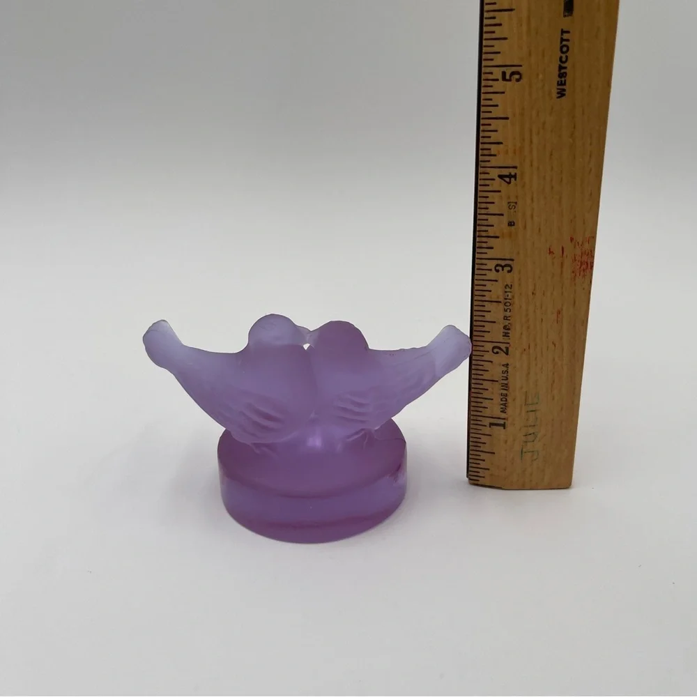 Vintage Murano Lovebirds 70s Frosted Glass Cesare Toso Purple Lavender